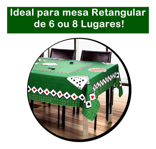 Toalha Para Jogo De Baralho Retangular Grande Aveludada Cor Verde