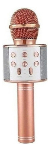 Microfone Bluetooth Karaokê Sem Fio Ktv Ws-858 Rosa/dourado