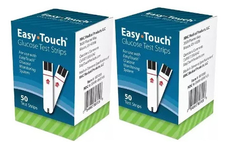 Easy Touch Tiras 2 Cajas Test Strips Glucosa  100 Tiras