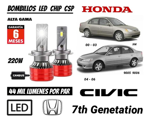 Bombillo Led Chip Csp 44 Mil Lumenes Par 220w Honda Civic