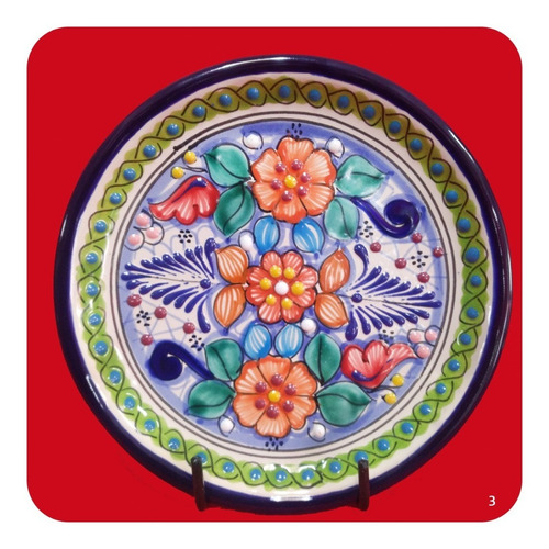 Imagen 2 de 8 de Set 10 Platos De Talavera Poblana Color 20 Cm Variados Plt