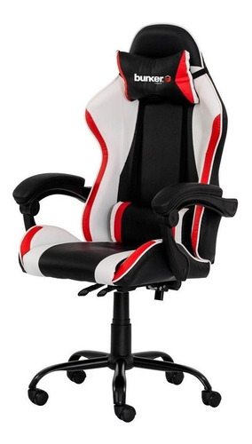 Imagem 1 de 2 de Cadeira de escritório Waw Design Racer II gamer ergonômica  preta, branca e vermelha com estofado de poliuretano