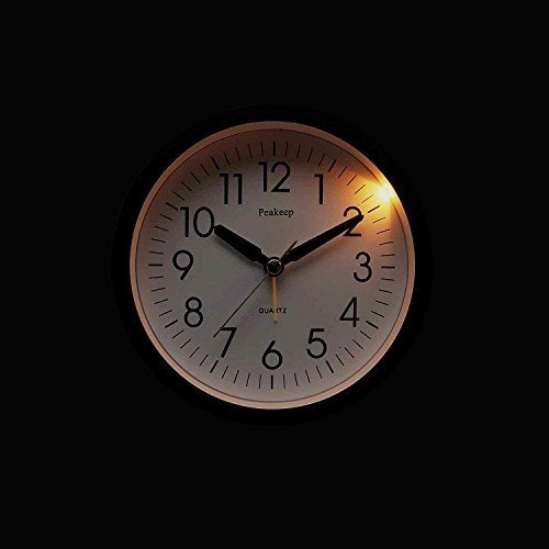Peakeep Reloj Despertador Silencio Redondo De 4 Pulgadas Con