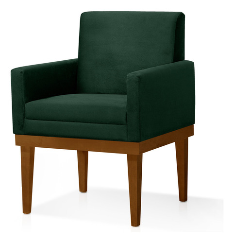 Conjunto Sofá Living Valência 2 Lug. + 2 Poltronas - Veludo Cor Verde Desenho Do Tecido Liso