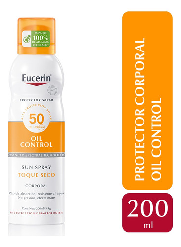 Eucerin Sun Fps50+ Spray Toque Seco Corporal X 200 Ml