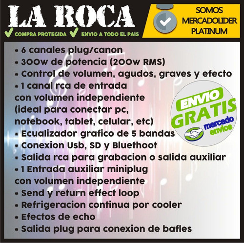 Consola Potenciada Moon M610up 7 Canales 200w Usb La Roca
