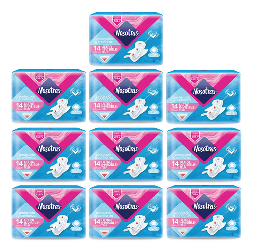 Combo Toallita Femenina Nosotras Ultra Invisible Tela X10 Pq
