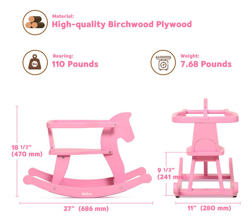 Caballito De Madera Belleur Para Niños De 1 A 3 Años,