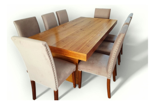 Juego De Comedor Mesa En Paraiso Y 8 Sillas Tapizadas Lino