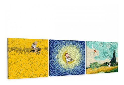 Cuadros Canvas Van Gogh Tríptico Varios Modelos Art Moderno 