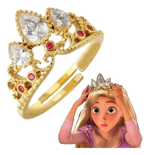 Anillo Promesa Corona De Rapunzel  + Estuche 