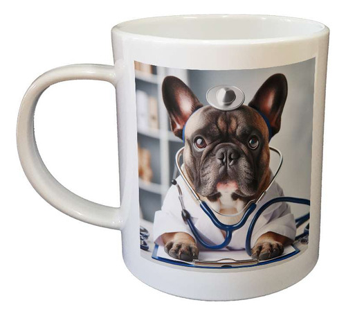 Taza Plastico Bulldog Frances Salud Sentado Escritorio