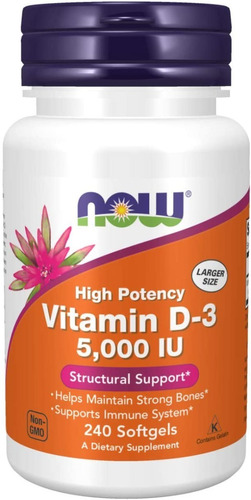 Vitamina D3 240caps - Now Foods - Unidad a $1137