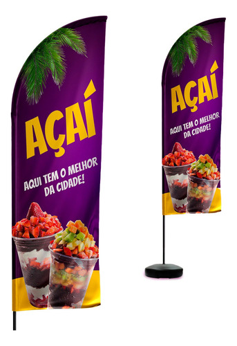 Wind Banner Açaí 2 Metros Flag Dupla Face Apenas Tecido Mod2