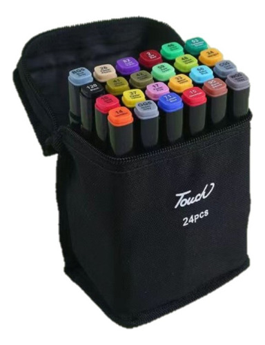 Marcadores Doble Punta Plumones Punta Pincel 24 Colores Suave