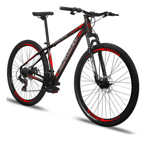 Mountain bike Alfameq Makan aro 29 21" 24v freios de disco mecânico câmbios Index cor preto/vermelho
