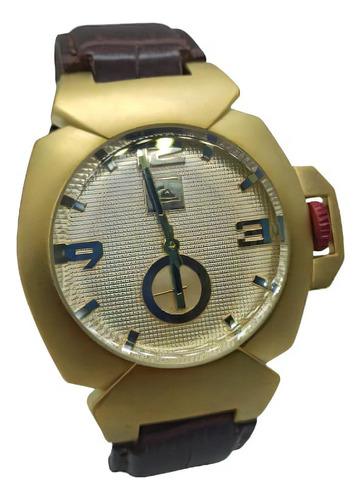 Relógio Quiksilver Foxhound Linha Premium Cor Da Correia Marrom Cor Do Bisel Dourado Cor Do Fundo Dourado-escuro