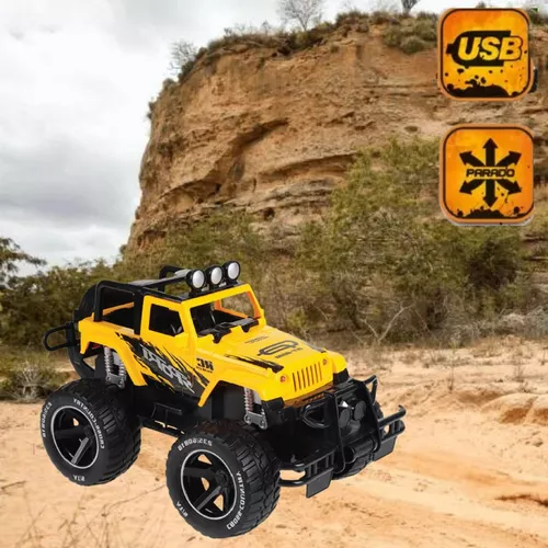 Carrinho Controle Remoto 4x4 Monster Truck Rc Bateria Recarregavel Rally  Brinquedo Menino