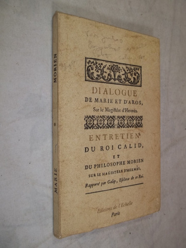 Livro - Dialogue De Marie Et D'aros Entretien Du Roi Calid