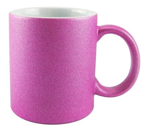 Caneca Glitter Rosa Fúscia Para Sublimação 300ml