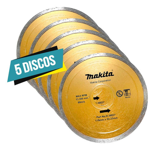 Disco De Diamante Makita D-36837 4-1/2 Pul 5pzs Color Dorado