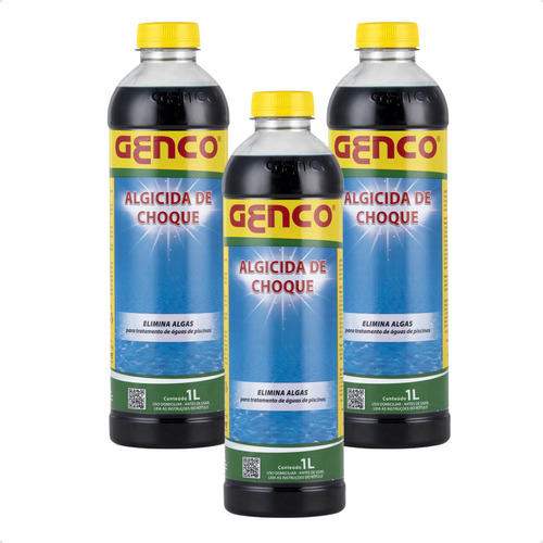 Kit 3 Algicida Choque Genco Tratamento Piscina Elimina Algas