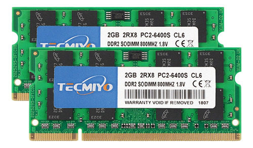 Memoria Ram Tecmiyo 4 Gb (2 X 2 Gb) Ddr2 800 Sodimm Pc2-6400