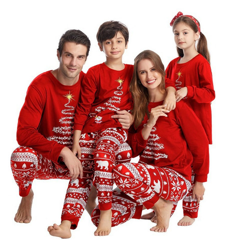 A Pijama De Navidad Playera + Pantalon Para Familia