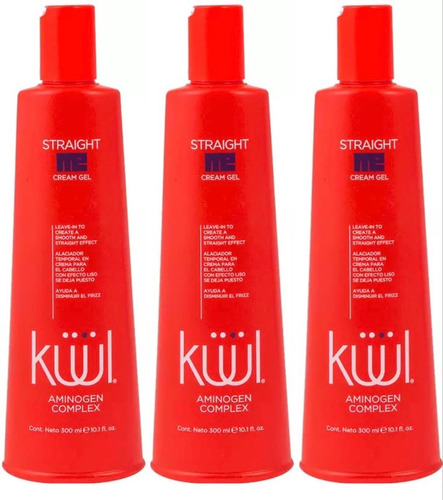 3 Pzas Kuul Straight Me Liso Anti Frizz Cream Gel Alaciante