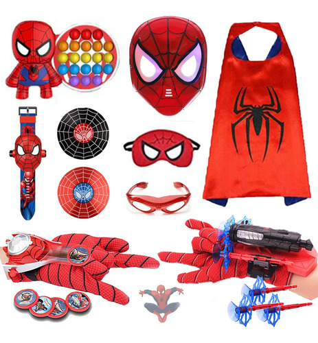 Set Kids Superhero Cosplay Reloj De Máscara De Guante Spider