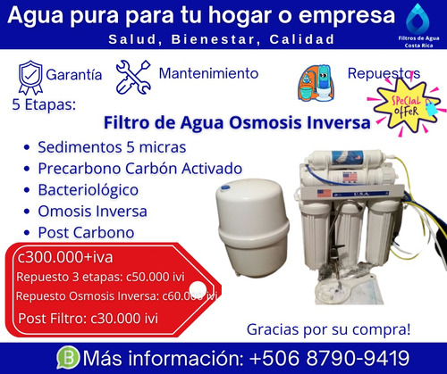 Sistema Filtracion De Agua Osmosis Inversa