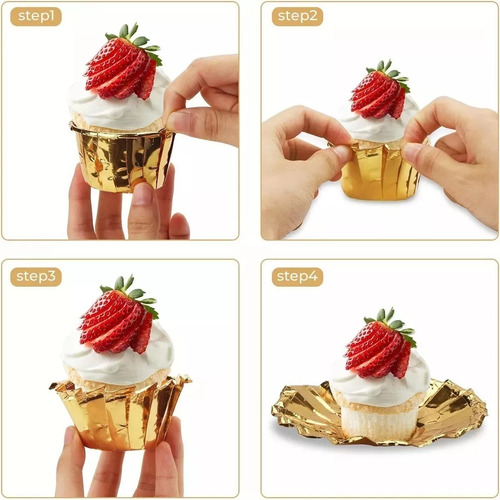 50 Capacillos Para Cupcakes Dorado Utensilios De Reposteria