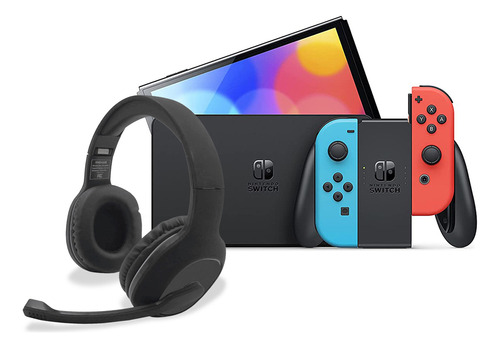 Nintendo Switch Oled 64gb Azu/ Ro + Audifonos Inalambricos Color Azul