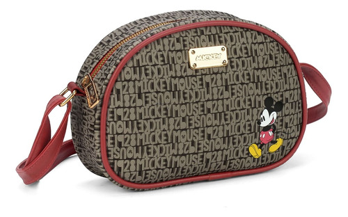 Bolsa Transversal Feminina Mickey Mouse Bmk78589 Marrom