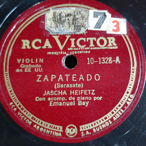 Pasta Jascha Heifetz Acomp Emanuel Bay Piano Rca Victor C395