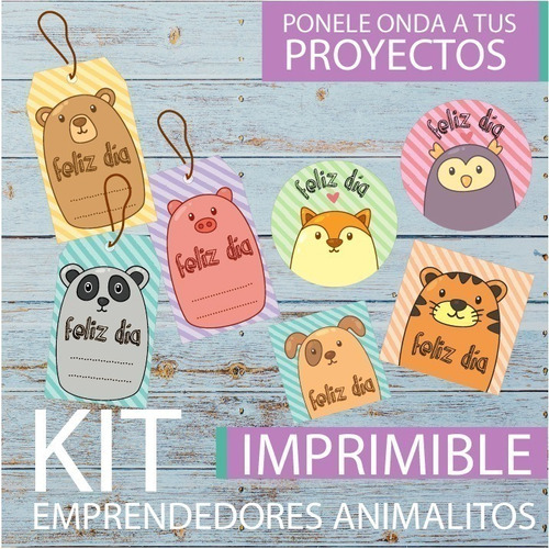 Kit Imprimible Dia Del Niño Tags Etiqueta Animales Feliz Día