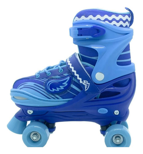 Patins Roller 4 Rodas Com Luz 34 A 37 Ajustável Azul