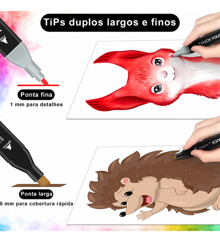 Kit Livro De Colorir Bobie Gods + Conjunto Estojo Caneta Canetinhas 36 Cores 72 Pontas