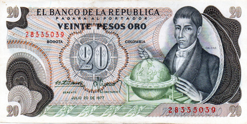 Billetes Antiguos Colombia 20, 100 Y 200 Pesos Oro (Usado)