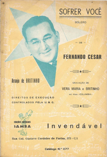 Partitura Sofrer Você Vera Maria + Ser Só Morgana 1960