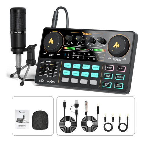 Maono Podcast Equipment Bundle Mezclador De Audio Todo-en...
