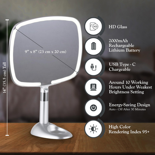 Mirrorvana Espejo De Maquillaje De Viaje Iluminado Espejo De