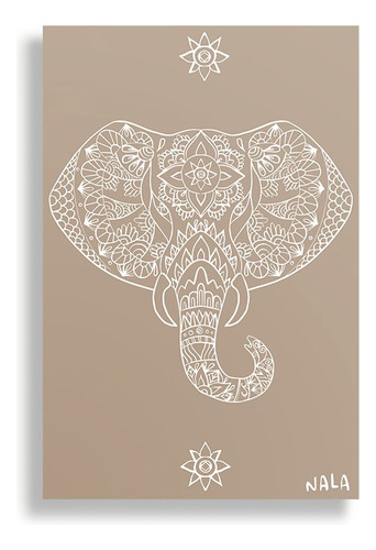 Cuadro Decorativo Aluminio 20x30 - Elefante - Beige