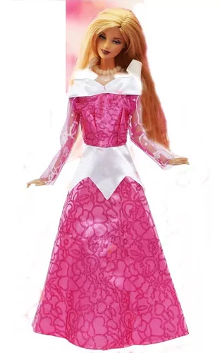 Vestido Barbie Roupa Boneca Princesa Disney Com Coroa Sapato