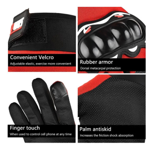 Guantes Motocicleta Tela Touch Transpirables Con Proteccion
