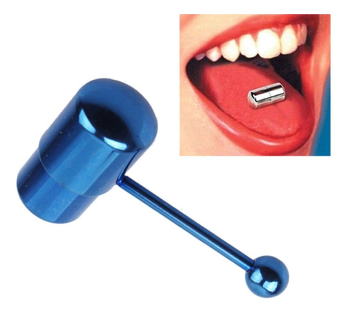 Piercing Vibrador Forma De Martillo Color Azul Brillante