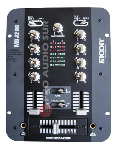 Mixer Dj Moon Mdj206 2 Canales 7 Entradas Consola Mezclador