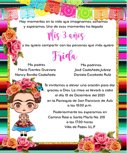 Invitación Digital Frida Kahlo, Invitación Mexicana