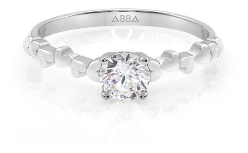 Anillo Solitario Corazones Oro 14k Abba Joyas