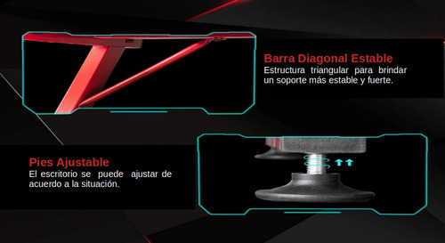 Imagen 7 de 7 de Escritorio Gaming Xtrike-me Dk-02bk Metalica Tablero Pb 15mm Color Negro